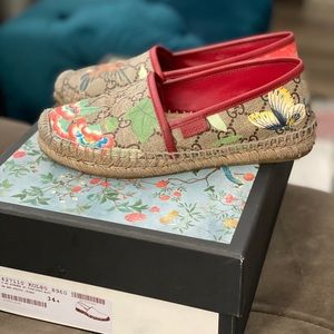 Beige GG Flora Espadrilles Authentic 100%